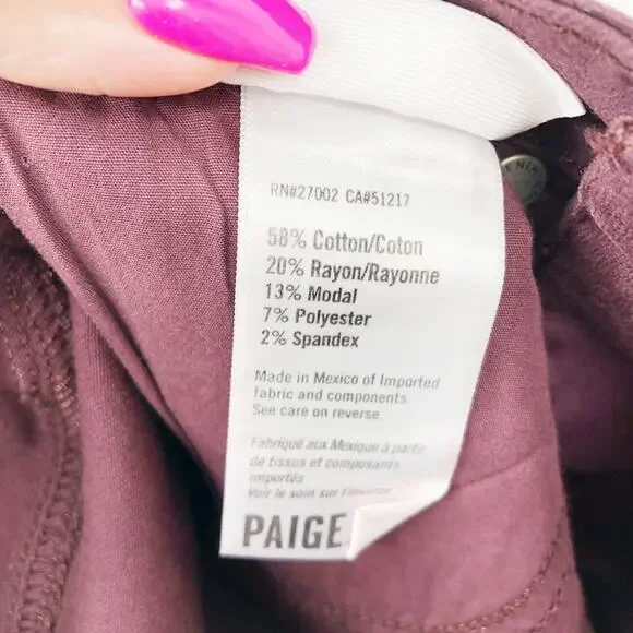 PAIGE Women's Verdugo Ankle Skinny Jeans 24 00 Dark Red Coated Mid Rise NWOT - Picture 12 of 12